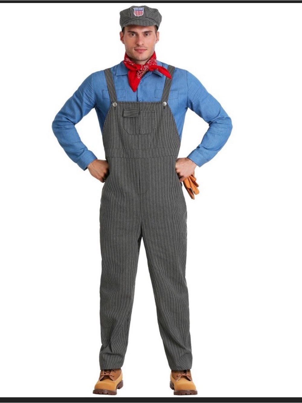 Train Engineer Halloween Costume Adult Large 4 Piece Set